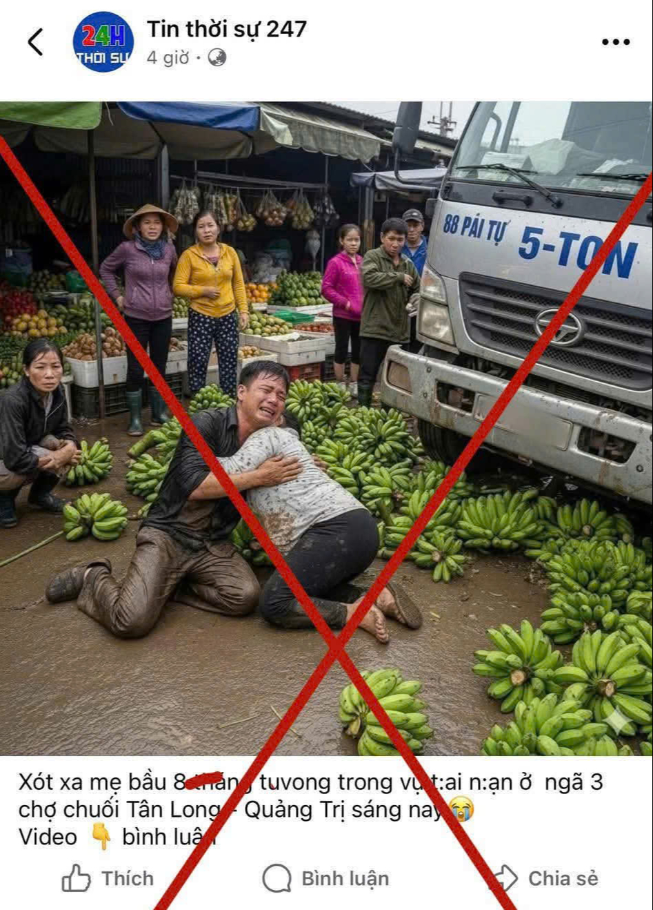 Vụ xe tải lao vào chợ: Công an cảnh báo hình ảnh sai sự thật trên mạng xã hội- Ảnh 1.