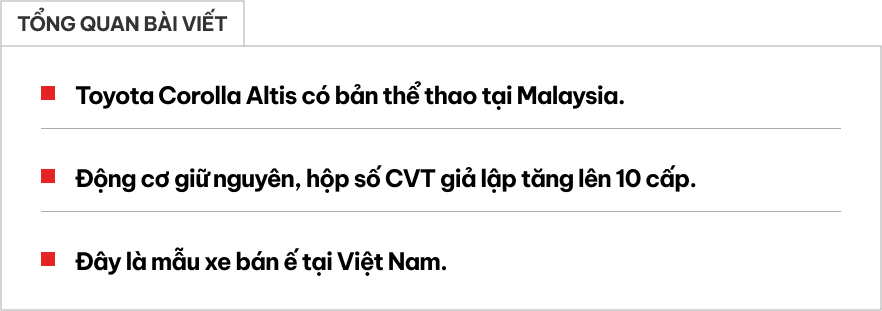 Đang ế tại Việt Nam nhưng Corolla Altis có thêm bản thể thao 'cực ngầu' tại quốc gia ĐNÁ này- Ảnh 1. Đang ế tại Việt Nam nhưng Corolla Altis có thêm bản thể thao 'cực ngầu' tại quốc gia ĐNÁ này- Ảnh 1.