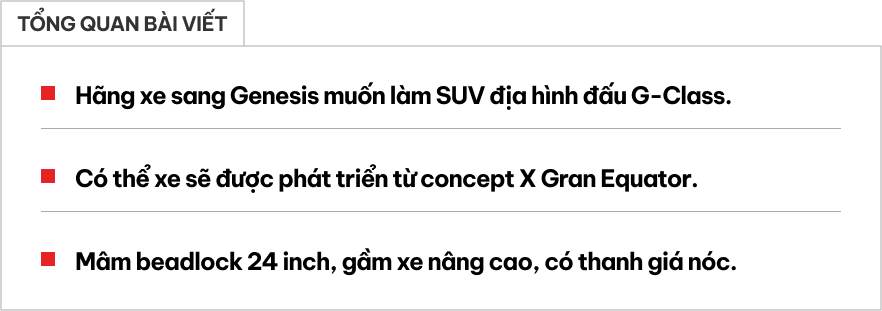 Không chỉ BMW, đến Genesis cũng muốn làm xe địa hình đấu G-Class- Ảnh 1. Không chỉ BMW, đến Genesis cũng muốn làm xe địa hình đấu G-Class- Ảnh 1.