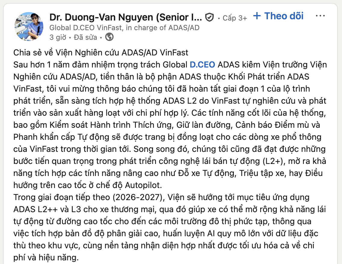 Viện trưởng lần đầu hé lộ dàn nhân sự khủng đứng sau tham vọng xe tự lái của VinFast- Ảnh 1.