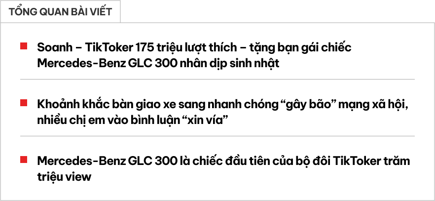TikToker 175 triệu lượt thích tặng bạn gái Mercedes-Benz GLC 300 4Matic màu trắng trong ngày đặc biệt, chị em vào chỉ biết ‘xin vía’- Ảnh 1.