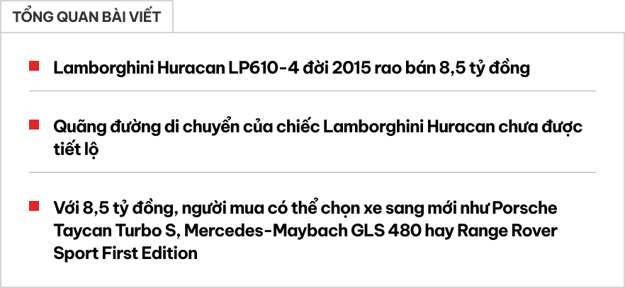 Chiếc Lamborghini Huracan này ‘mất giá hơn 1 tỷ/năm’, bán lại ngang Porsche Taycan mua mới mà vẫn được mác siêu xe- Ảnh 1. Chiếc Lamborghini Huracan này ‘mất giá hơn 1 tỷ/năm’, bán lại ngang Porsche Taycan mua mới mà vẫn được mác siêu xe- Ảnh 1.