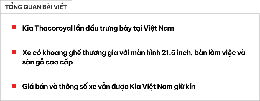 Soi chi tiết Kia Thacoroyal tại Việt Nam: Phát triển từ Carnival, khoang sau dạng thương gia, màn hình 21 inch, giá khó mà rẻ- Ảnh 1.