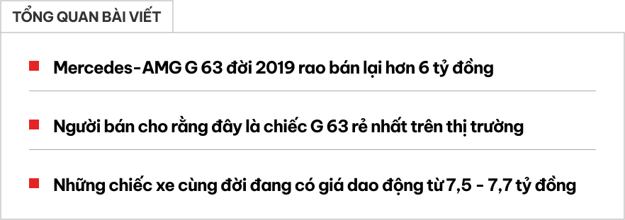 Rao Mercedes-AMG G 63 giá hơn 6 tỷ đồng, người bán cho biết ‘chắc rẻ nhất thị trường’- Ảnh 1.