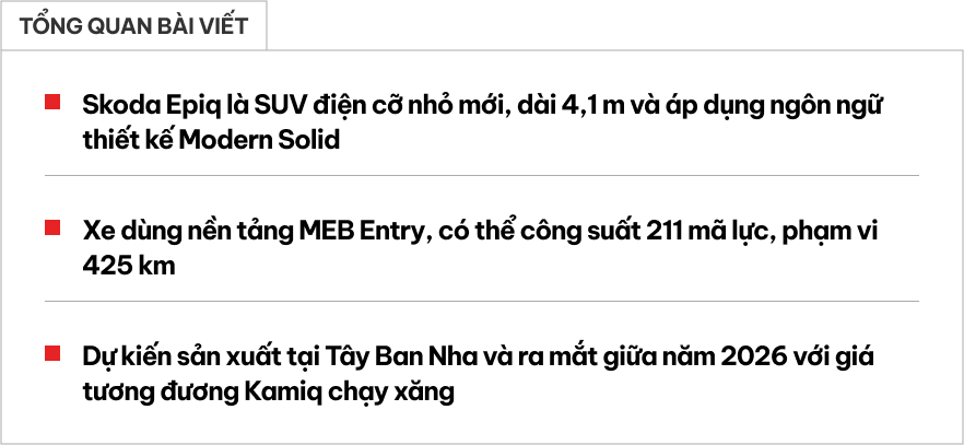 Skoda Epiq này mà về Việt Nam thì dễ hot: Ngang cỡ Sonet, chạy điện 425km/sạc, giá hứa hẹn ‘rẻ như xe xăng’- Ảnh 1. Skoda Epiq này mà về Việt Nam thì dễ hot: Ngang cỡ Sonet, chạy điện 425km/sạc, giá hứa hẹn ‘rẻ như xe xăng’- Ảnh 1.