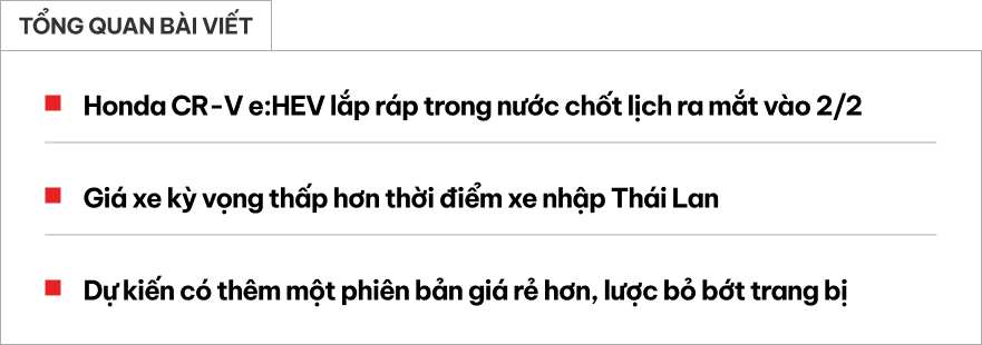 Honda CR-V hybrid lắp r&aacute;p chốt ra mắt Việt Nam ngay trước Tết: Dễ c&oacute; 2 phi&ecirc;n bản với một cấu h&igrave;nh rẻ hơn- Ảnh 1.
