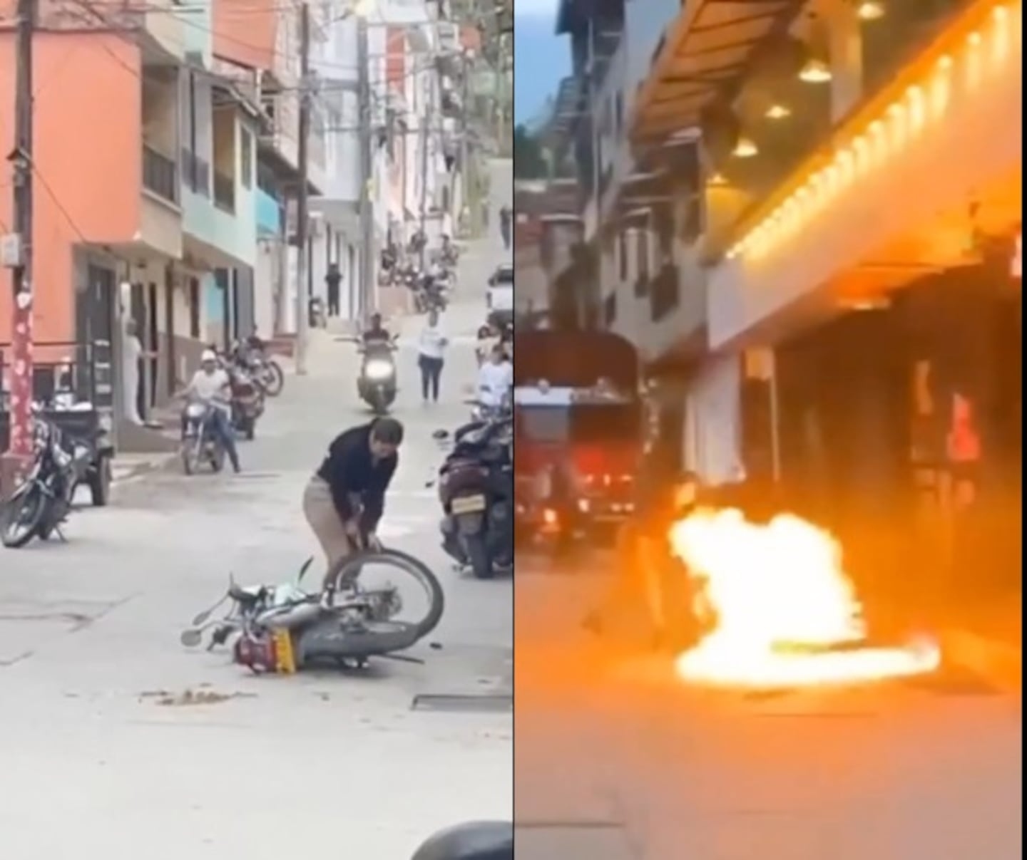 Bắt quả tang chồng ngoại t&igrave;nh, vợ đốt xe m&aacute;y tr&ecirc;n phố- Ảnh 1.