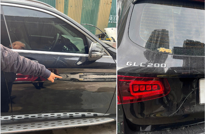 Điều tra vụ &ocirc; t&ocirc; Mercedes bị c&agrave;o xước, đập k&iacute;nh l&aacute;i khi đỗ tr&ecirc;n vỉa h&egrave; H&agrave; Nội- Ảnh 1.
