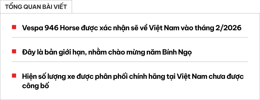 Xem trước Vespa 946 Horse sắp về Việt Nam: Phi&ecirc;n bản giới hạn d&agrave;nh cho người chơi Vespa hệ tuổi ngựa, gi&aacute; về Việt Nam dễ rơi tầm nửa tỷ- Ảnh 1.