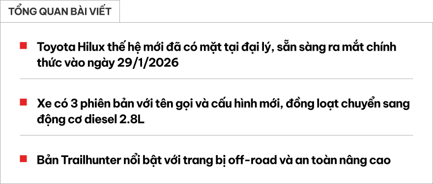 Toyota Hilux 2026 xuất hiện ở đại l&yacute;: Nội thất như Land Cruiser Prado, bỏ m&aacute;y 2.4L, quyết đấu Ford Ranger bằng trang bị khủng- Ảnh 1.