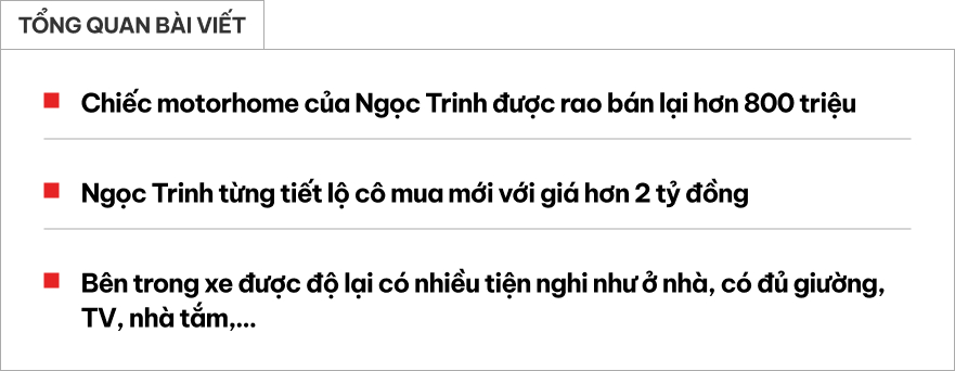 Rao &lsquo;nh&agrave; di động&rsquo; từng của Ngọc Trinh gi&aacute; hơn 800 triệu đồng, người b&aacute;n cho biết mua mới hơn 2 tỷ, lăn b&aacute;nh chỉ 5.000km- Ảnh 1.