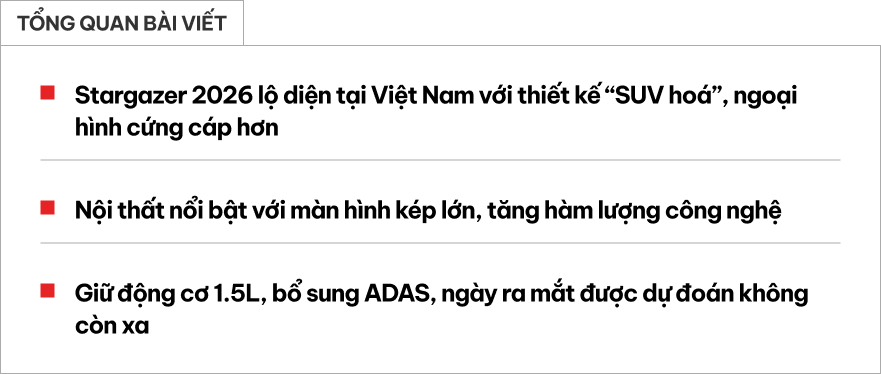 Hyundai Stargazer 2026 lộ không che cả nội, ngoại thất tại Việt Nam: Đầu mới lột xác, cụm màn hình 'khổng lồ' đã mắt hơn, dễ nâng cấp cả ADAS đấu Xpander- Ảnh 1. Hyundai Stargazer 2026 lộ không che cả nội, ngoại thất tại Việt Nam: Đầu mới lột xác, cụm màn hình 'khổng lồ' đã mắt hơn, dễ nâng cấp cả ADAS đấu Xpander- Ảnh 1.