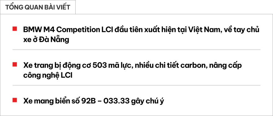 D&acirc;n chơi Đ&agrave; Nẵng sắm BMW M4 Competition bản mới đầu ti&ecirc;n Việt Nam với nhiều &lsquo;option&rsquo; khủng c&ugrave;ng biển tứ qu&yacute; đấu gi&aacute;- Ảnh 1.