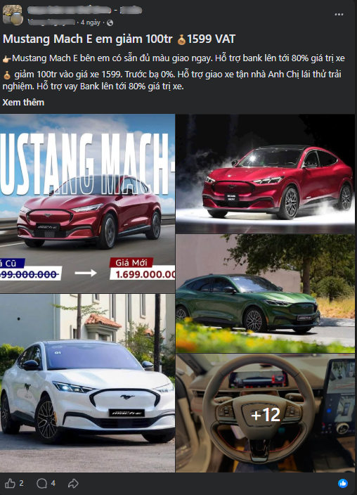 Đại l&yacute; giảm 100 triệu đồng, Ford Mustang Mach-E c&ograve;n 1,599 tỷ đồng, rẻ hơn 1 tỷ so với l&uacute;c ra mắt - Ảnh 1.