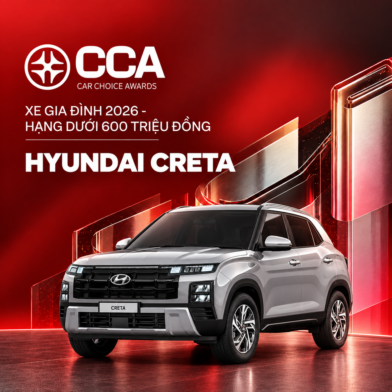 Hyundai Creta thắng giải &lsquo;Xe gia đ&igrave;nh 2026 - Hạng dưới 600 triệu đồng&rsquo; tại CCA 2026 d&ugrave; kh&ocirc;ng đứng top b&igrave;nh chọn - Ảnh 1.