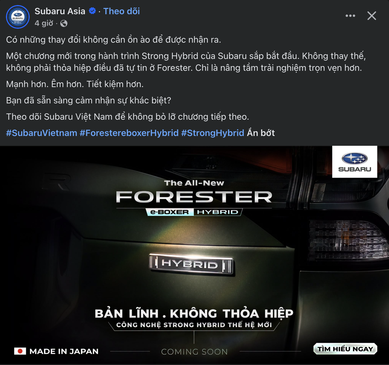 Subaru Forester hybrid được nh&aacute; h&agrave;ng sắp ra mắt Việt Nam: M&aacute;y mạnh gần ngang CR-V, ti&ecirc;u thụ chưa đến 5L/100km, nhập Nhật - Ảnh 1.