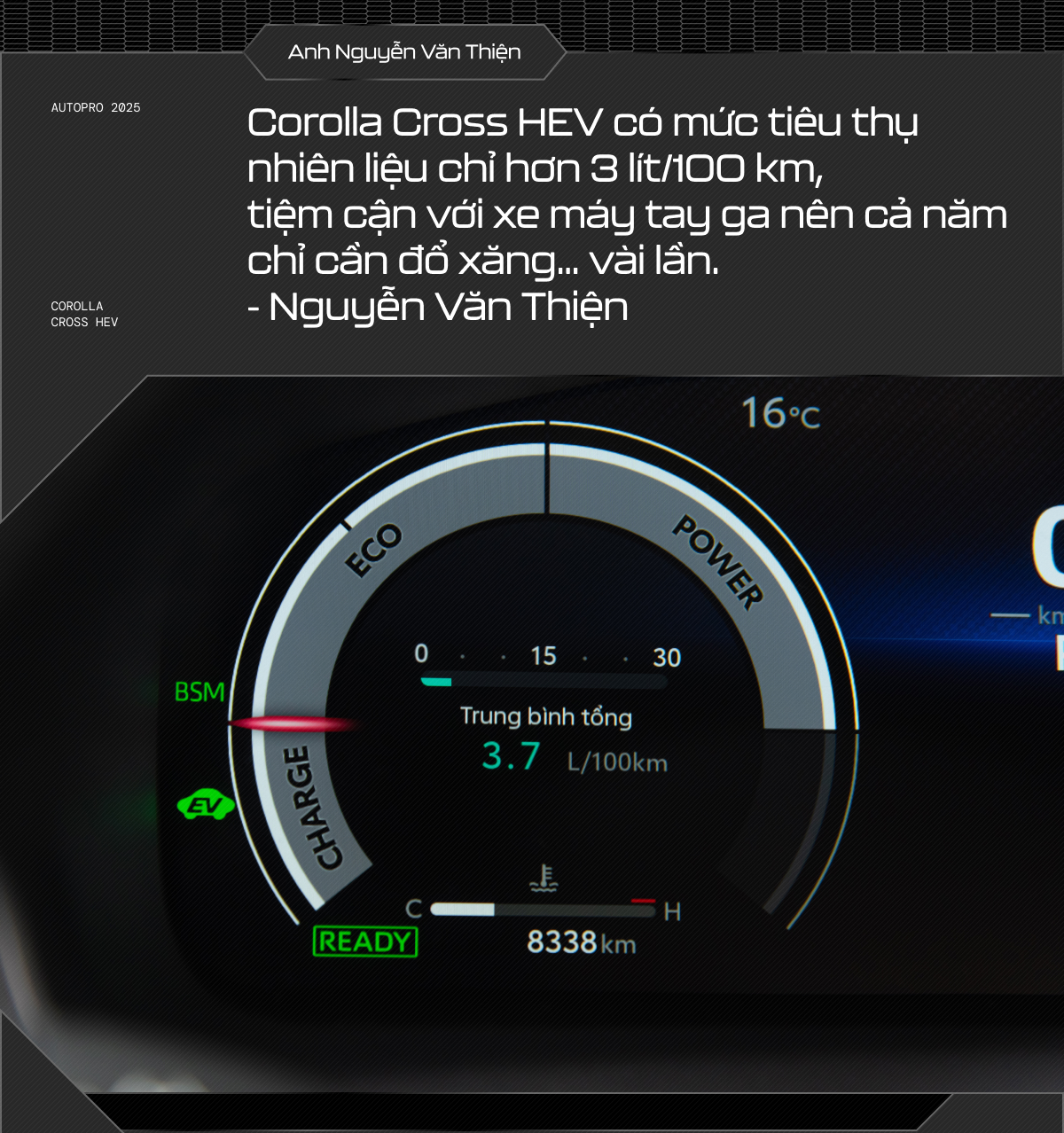 D&ugrave;ng &lsquo;Mẹc&rsquo; 10 năm rồi chốt Toyota Corolla Cross HEV, chủ xe chia sẻ: &lsquo;Nu&ocirc;i nhẹ đầu, hơn th&aacute;ng kh&ocirc;ng phải đổ xăng, l&agrave;nh v&agrave; rẻ gần như&hellip; xe m&aacute;y&rsquo;- Ảnh 9.