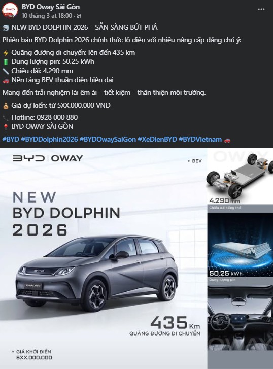 BYD Dolphin 2026 ồ ạt nhận cọc tại Việt Nam: Nhập Th&aacute;i Lan, n&acirc;ng cấp to&agrave;n diện, gi&aacute; c&oacute; thể giảm gần 100 triệu đồng- Ảnh 1.