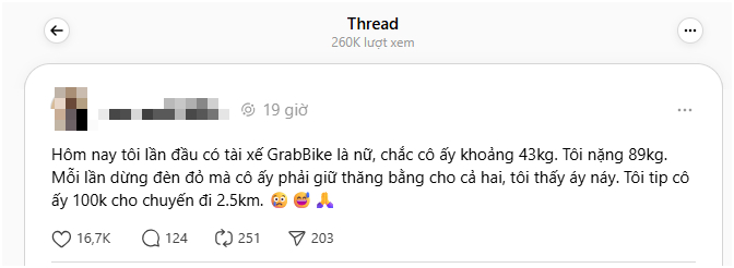 Ch&agrave;ng T&acirc;y nặng 89kg gặp nữ t&agrave;i xế xe &ocirc;m c&ocirc;ng nghệ chỉ 43kg: Pha xử l&yacute; g&acirc;y sốt sau cuốc xe 2,5km- Ảnh 1.