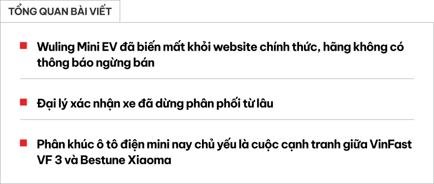 Wuling Mini EV 'bay m&agrave;u' khỏi website ch&iacute;nh thức tại Việt Nam: C&aacute;i kết sớm cho mẫu xe khai mở ph&acirc;n kh&uacute;c?- Ảnh 1.