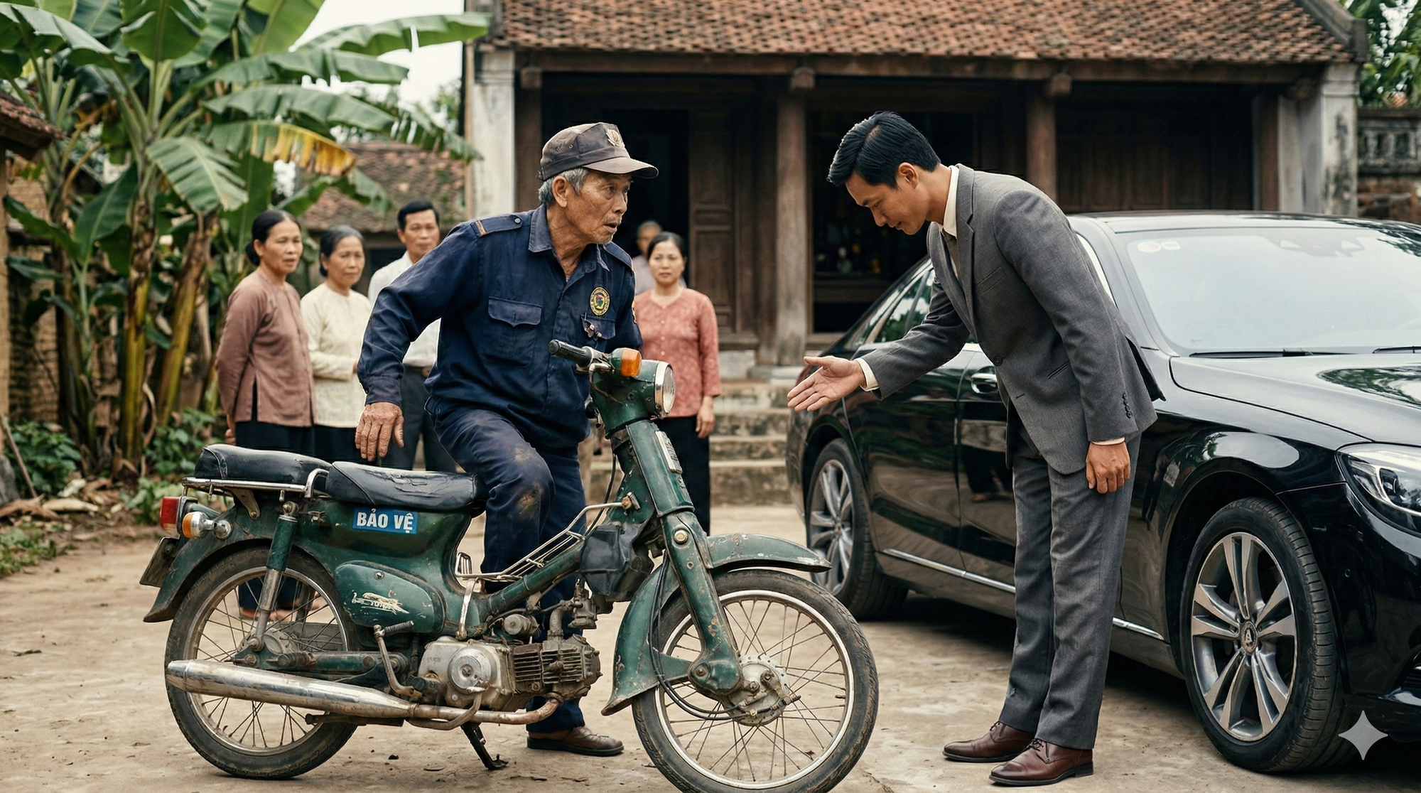 Bố vợ l&agrave;m bảo vệ, ng&agrave;y họp mặt 2 b&ecirc;n, &ocirc;ng l&aacute;i chiếc xe cũ n&aacute;t nhưng Tổng gi&aacute;m đốc phải đứng dậy c&uacute;i ch&agrave;o- Ảnh 1.