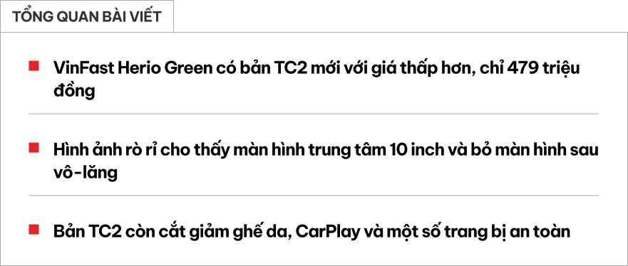 Rộ h&igrave;nh ảnh VinFast Herio Green bản rẻ nhất gi&aacute; 479 triệu đồng: M&agrave;n h&igrave;nh k&iacute;ch thước khủng nhưng phải đ&aacute;nh đổi v&agrave;i thứ- Ảnh 1.