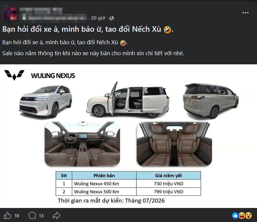 MPV điện Wuling Nexus lộ gi&aacute; b&aacute;n tại Việt Nam: Bản cao nhất dự kiến chưa đến 800 triệu, sạc đầy phượt TP.HCM - Nha Trang thoải m&aacute;i- Ảnh 1.