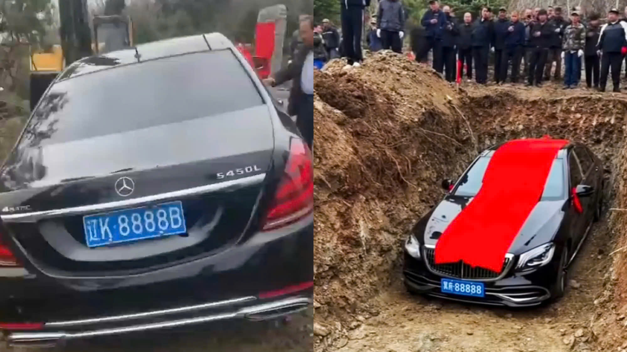 Ch&ocirc;n xe Mercedes biển số 8888 theo người qu&aacute; cố, gia đ&igrave;nh Trung Quốc g&acirc;y b&atilde;o dư luận- Ảnh 1.