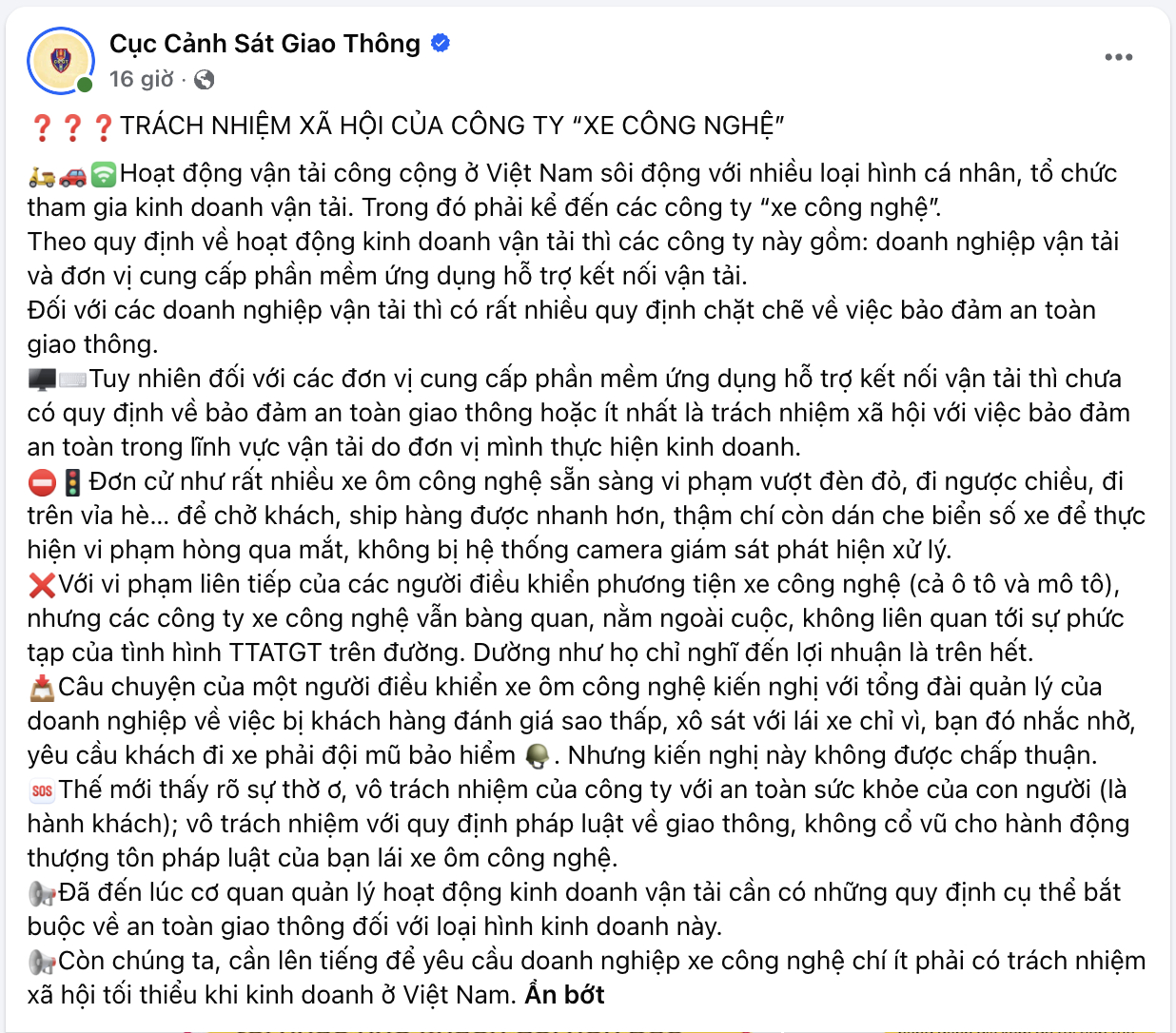 T&agrave;i xế bị đ&aacute;nh gi&aacute; 1 sao v&igrave; nhắc kh&aacute;ch đội mũ bảo hiểm: Cục CSGT l&ecirc;n tiếng cảnh b&aacute;o, nhắc nhở h&atilde;ng xe c&ocirc;ng nghệ- Ảnh 3.