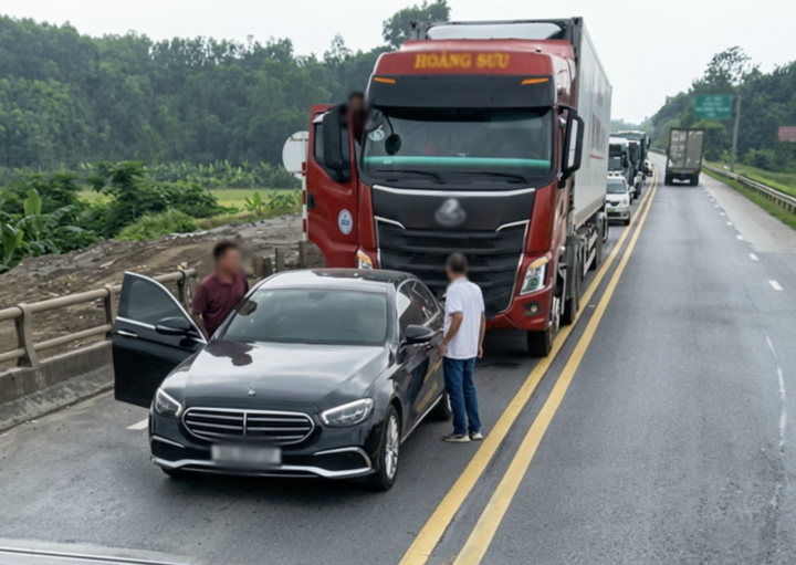 T&agrave;i xế Mercedes khai l&yacute; do chặn đầu cả d&ograve;ng xe tr&ecirc;n cao tốc Nội B&agrave;i - L&agrave;o Cai- Ảnh 1.