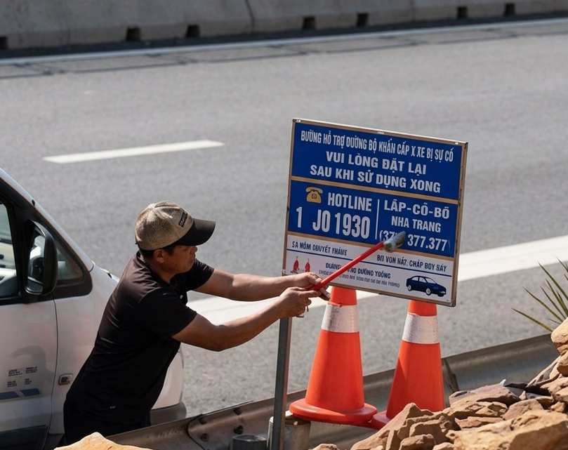 Phạt chủ gara &ocirc; t&ocirc; v&igrave; x&oacute;a số điện thoại cứu hộ tr&ecirc;n cao tốc Bắc - Nam- Ảnh 1.