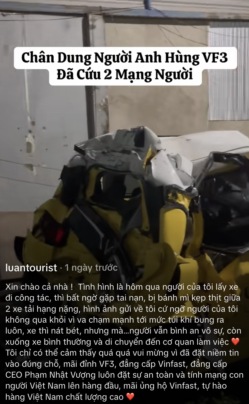 Vụ VinFast VF 3 bị 2 xe tải kẹp nát nhưng tài xế vẫn toàn mạng và đây là các kiểu phản ứng của CĐM - Ảnh 13.
