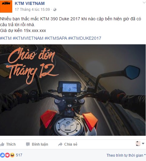 KTM 390 Duke 2017 chính hãng dự kiến có giá hơn 190 triệu Đồng tại Việt Nam - Ảnh 1.