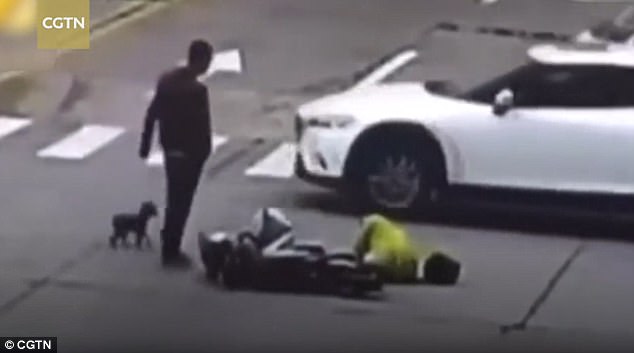 Gây tai nạn cho người phụ nữ, tài xế ô tô bị chú chó chặn đầu - Ảnh 3.