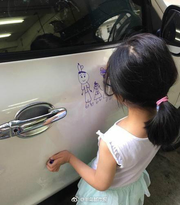 Con gái 5 tuổi vẽ lung tung lên ô tô, nhưng ông bố lại chẳng nỡ tức giận bởi vì... - Ảnh 1.