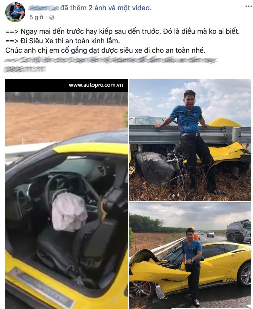 Sau tai nạn kinh hoàng, chủ xe Chevrolet Corvette chụp hình đăng Facebook: Chúc mọi người mua được siêu xe để đi an toàn - Ảnh 2.