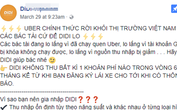 Ứng dụng Didi nhái vua gọi xe Trung Quốc tiếp tục xuất hiện tại Việt Nam, chiêu mộ tài xế cũ của Uber - Ảnh 1.