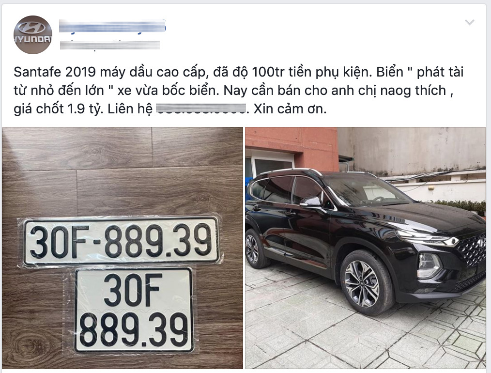 Bốc được biển ‘phát tài’, chủ Hyundai Santa Fe chào bán xe giá 1,9 tỷ đồng - Ảnh 1. Bốc được biển ‘phát tài’, chủ Hyundai Santa Fe chào bán xe giá 1,9 tỷ đồng - Ảnh 1.
