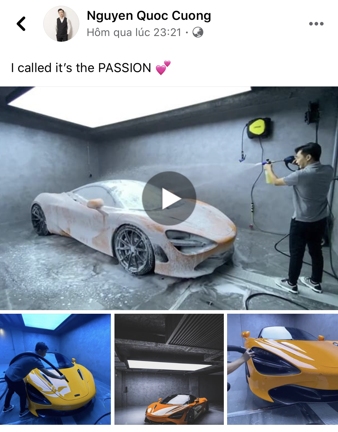 Xem doanh nhân Nguyễn Quốc Cường tự rửa siêu xe McLaren trong garage bạc tỷ, lên ảnh như nước ngoài - Ảnh 2.