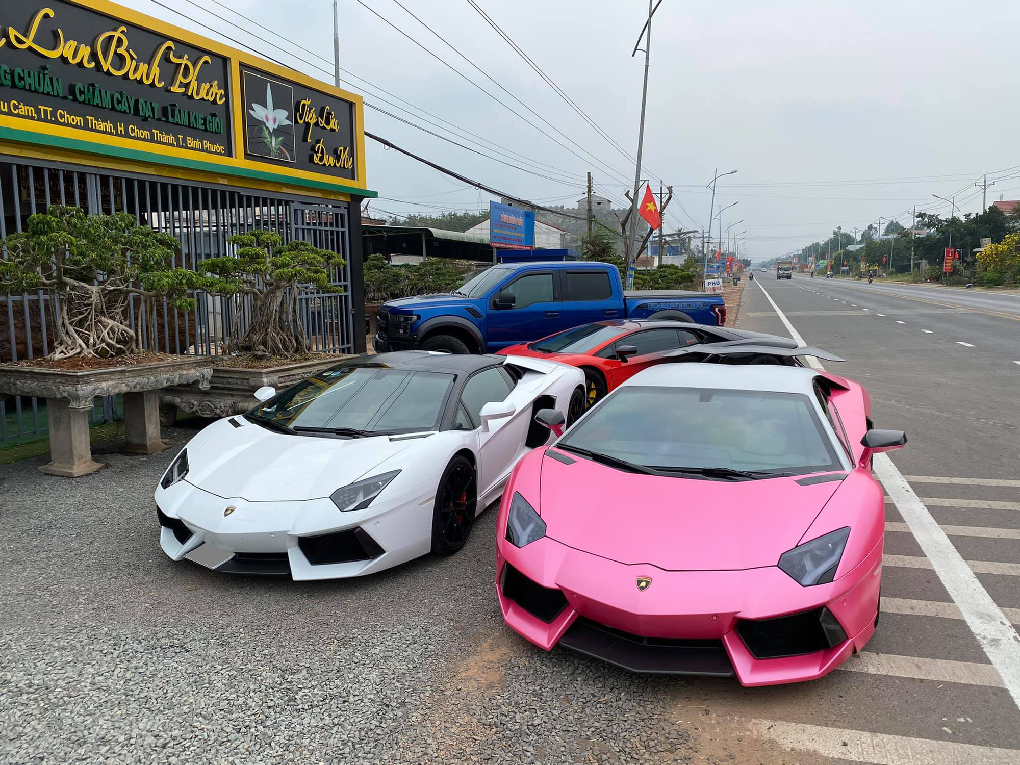 Bộ ba Lamborghini Aventador tụ tập tại nhà đại gia lan Bình Phước: Chiếc nào cũng độ độc với màu sơn chói lóa - Ảnh 3.