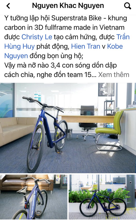 Bà Lê Diệp Kiều Trang đầu tư vào startup xe đạp sợi carbon nặng chưa tới  1kg