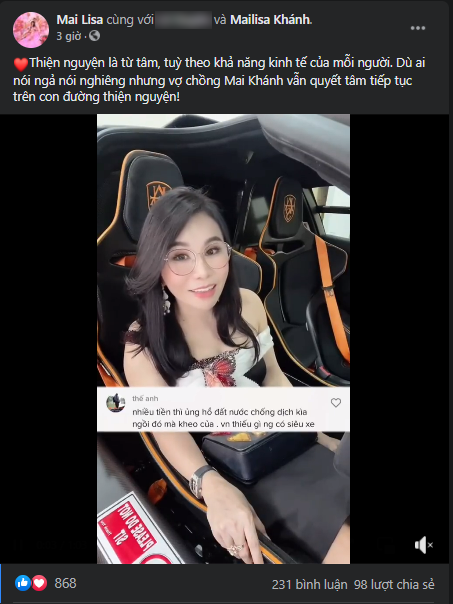 Bị nói chỉ biết khoe, bà xã Hoàng Kim Khánh ngồi trong siêu xe chục tỷ quay video cực gắt đáp trả CĐM - Ảnh 3.