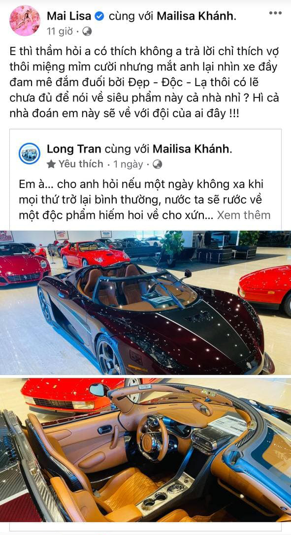 Vợ Hoàng Kim Khánh ngỏ ý tới siêu phẩm Koenigsegg Regera, giới mê xe thi nhau bình luận đẩy thuyền - Ảnh 1.