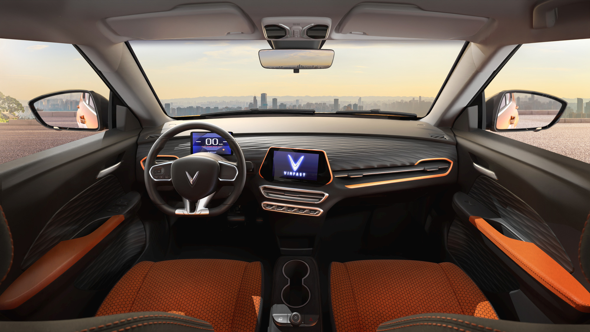 Ảnh nội thất 3 mẫu ô tô điện mới của VinFast: VF5 không có bệ đỡ tay như Fadil, cần số lẫy gạt lạ lẫm, cửa sổ trời toàn cảnh - Ảnh 2.