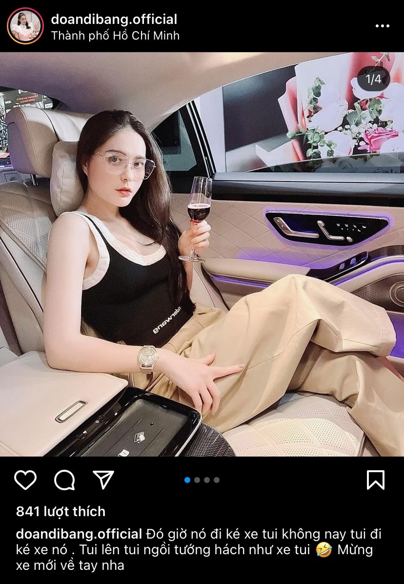 Mua xe xong xuôi, Đoàn Di Băng tranh thủ check-in ké Mercedes-Benz S 450 Luxury của em gái: Đó giờ nó toàn đi ké xe tui - Ảnh 2.