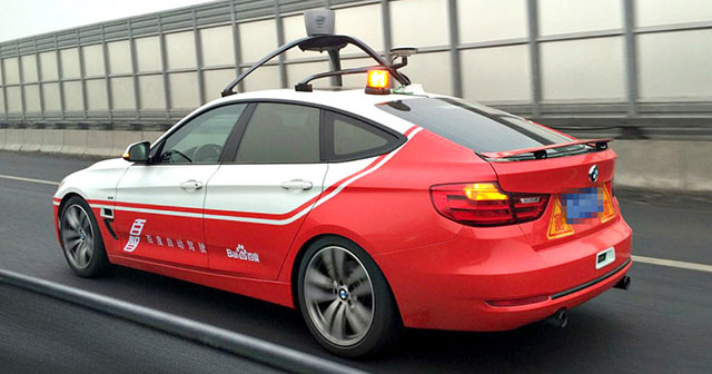 
Chiếc BMW 3-Series tự lái của Baidu.
