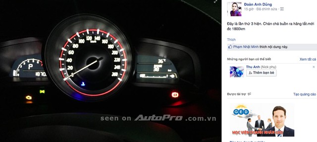 
Lỗi hiện đèn Check Engine - hay còn gọi là cá vàng - trên xe Mazda3 thế hệ mới.
