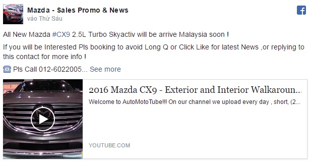 
Thông tin hé lộ về việc Mazda CX-9 thế hệ mới sắp ra mắt tại thị trường Malaysia.
