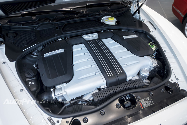 
Bentley Flying Spur W12 chính hãng sử dụng động cơ W12, tăng áp kép, dung tích 5.998 cc, sản sinh công suất tối đa 616 mã lực tại vòng tua máy 6.000 vòng/phút và mô-men xoắn cực đại 800 Nm tại vòng tua máy 1.700 vòng/phút.
