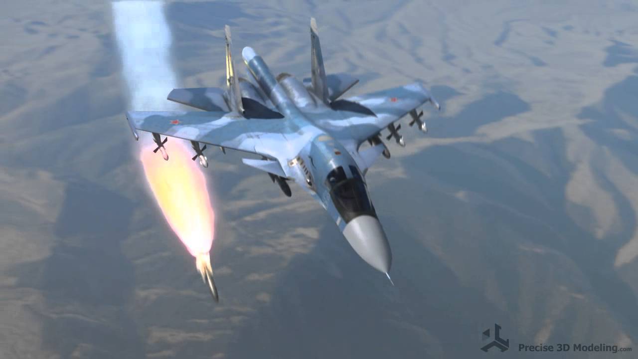 
Máy bay chiến đấu Su-34 bắn tên lửa.
